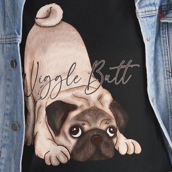 Pug Wiggle Butt shirt pet lovers Tshirt great birthday gift top - Picture 3 of 5